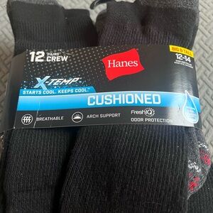Hanes Men's Black Cushioned Crew Socks - Partial Pack 9 of 12